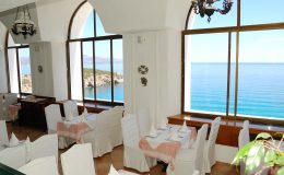 Restaurant interior at the luxury hotel, Crete, Greece
